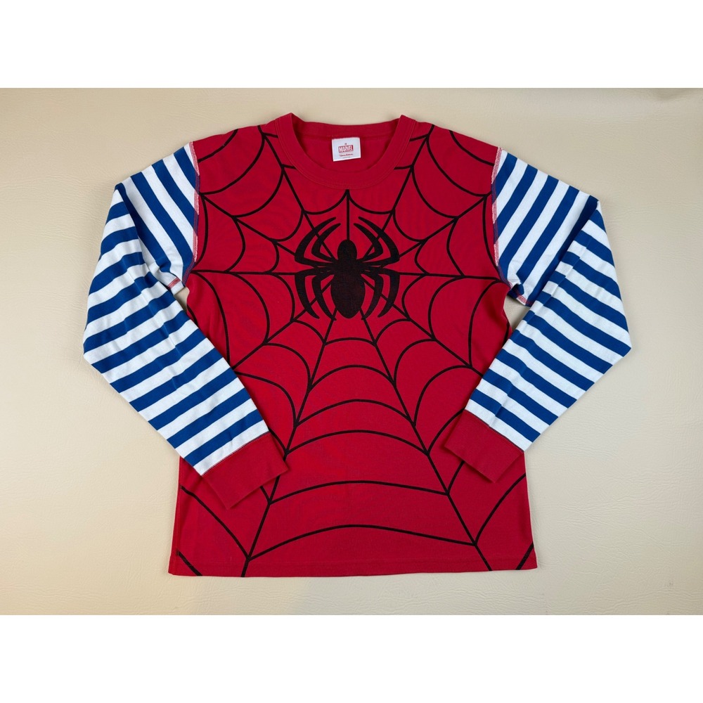 Superhero Spiderman Graphic Shirt Striped Sleeve Size M Hanna Andersson